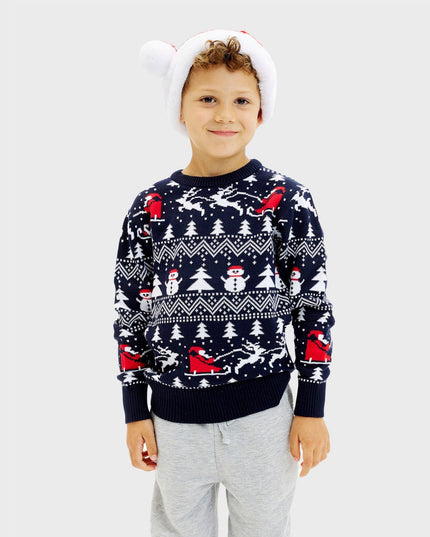 Stylish Navy Christmas Sweater for Kids