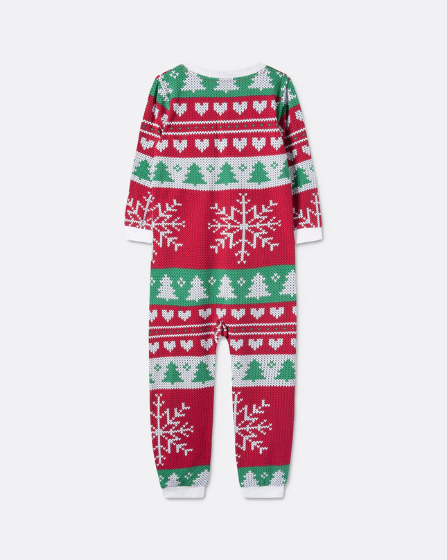 Kids' Red Knit Print Overall Christmas Pyjamas