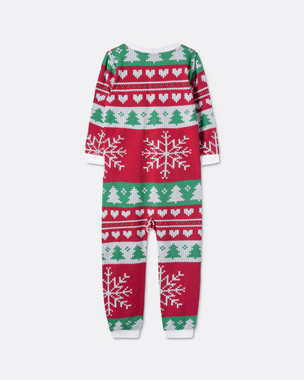 Kids' Red Knit Print Overall Christmas Pajamas