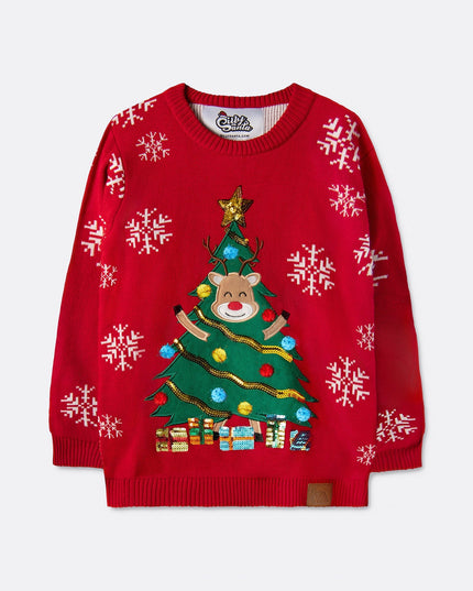 Kids' Reindeer Tree Christmas Sweater for Holiday Cheer
