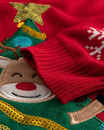 Kids' Reindeer Tree Christmas Sweater for Holiday Cheer