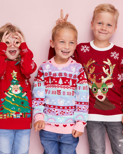 Kids' Reindeer Tree Christmas Sweater for Holiday Cheer