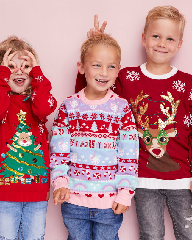 Kids' Reindeer Tree Christmas Sweater for Holiday Cheer