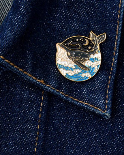 Easter Whale in Waves Badge