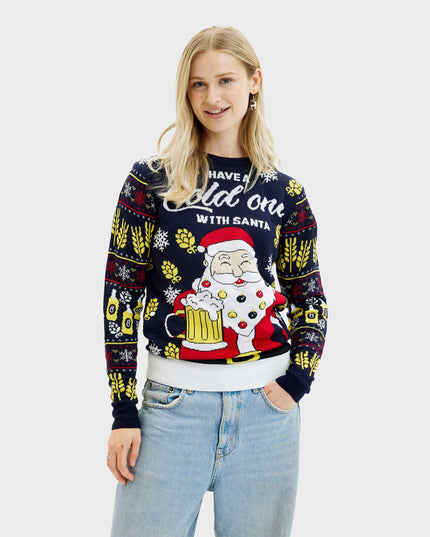 Santa's Cold One Christmas Sweater for Women