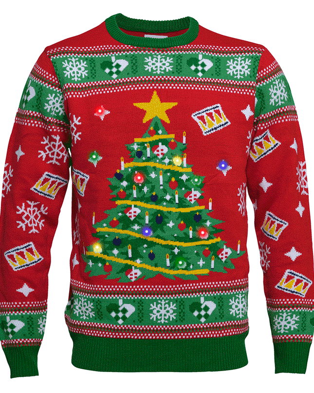 Light-Up Decorated Christmas Tree Sweater