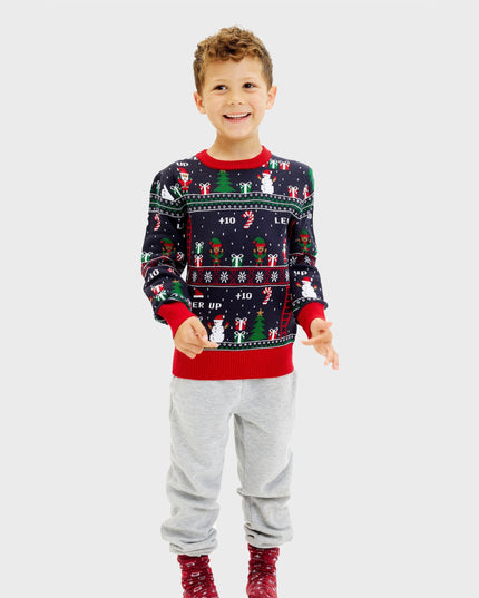 Vintage Gamer Christmas Sweater for Kids