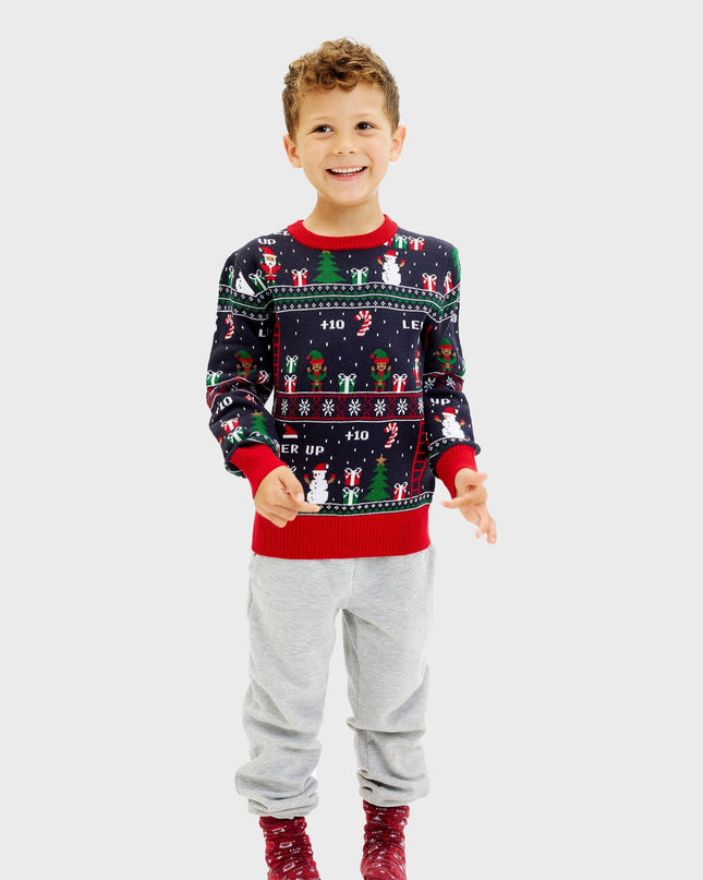 Vintage Gamer Christmas Sweater for Kids