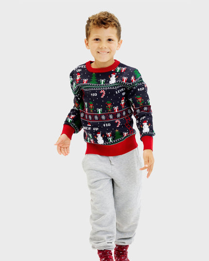 Vintage Gamer Christmas Sweater for Kids