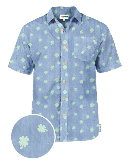 Men's Blue Clover Button Down Shirt