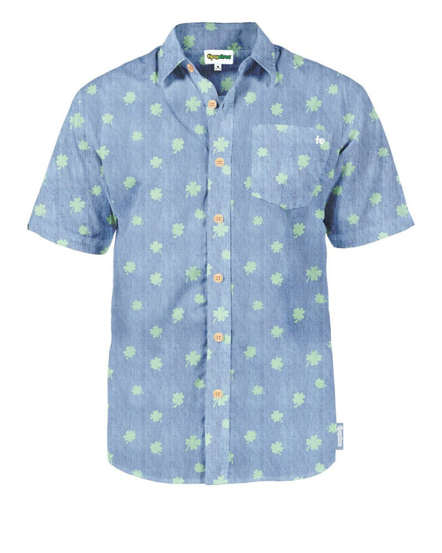 Men's Blue Clover Button Down Shirt