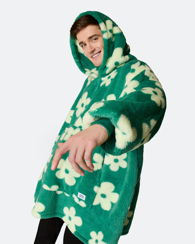 Flower Green Sherpa HappyHoodie