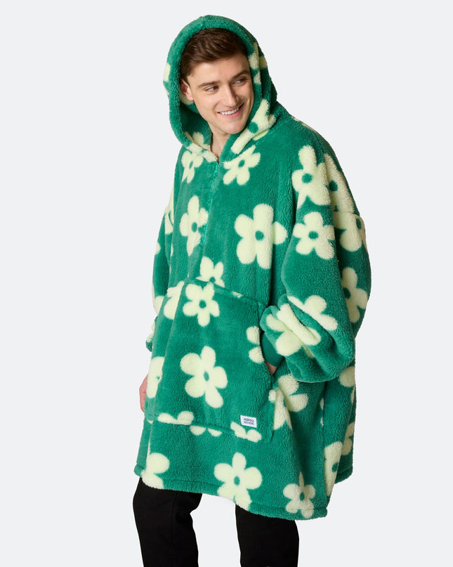 Flower Green Sherpa HappyHoodie