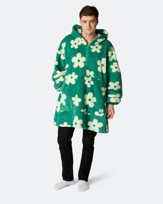 Flower Green Sherpa HappyHoodie