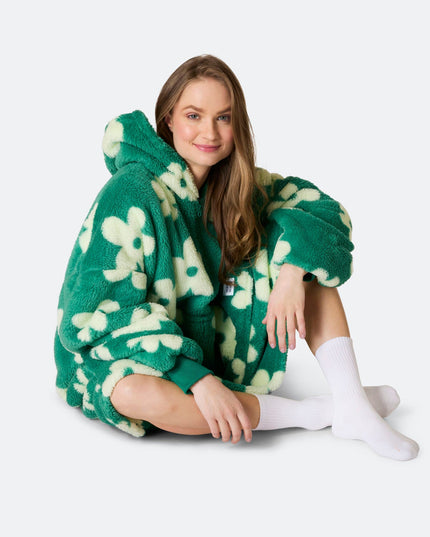 Flowers Green Teddy HappyHoodie for Spring Vibes
