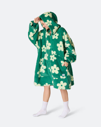 Flower Green Sherpa HappyHoodie