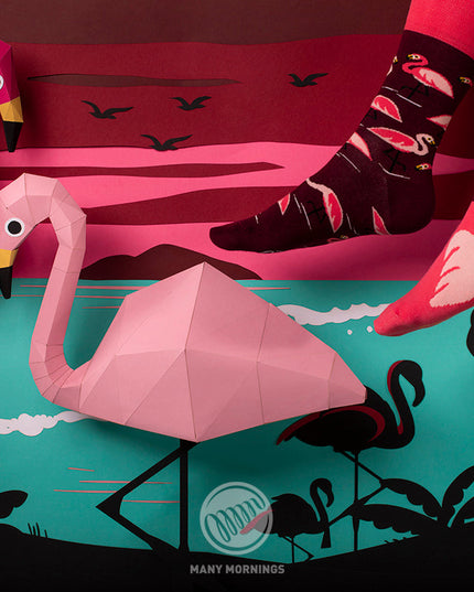 Many Mornings Zokni - Pink Flamingo Fun Socks Collection