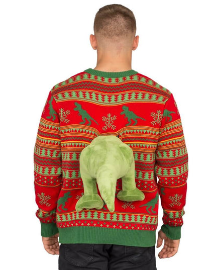 3D T-Rex Plushie Ugly Christmas Sweater