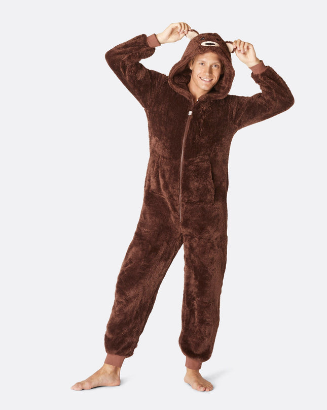 Men's Brown Teddy Bear Onesie for All-Year Comfort