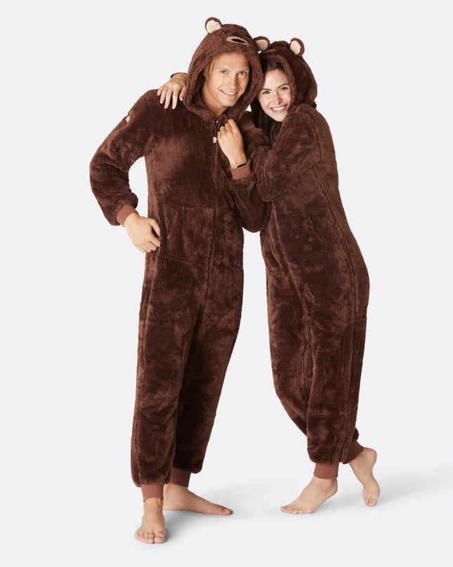 Men's Brown Teddy Bear Onesie for All-Year Comfort