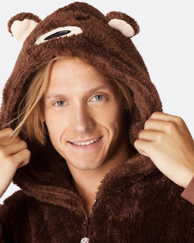 Men's Brown Teddy Bear Onesie for All-Year Comfort