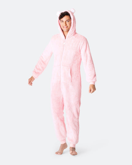 Men's Pink Teddy Bear Christmas Onesie