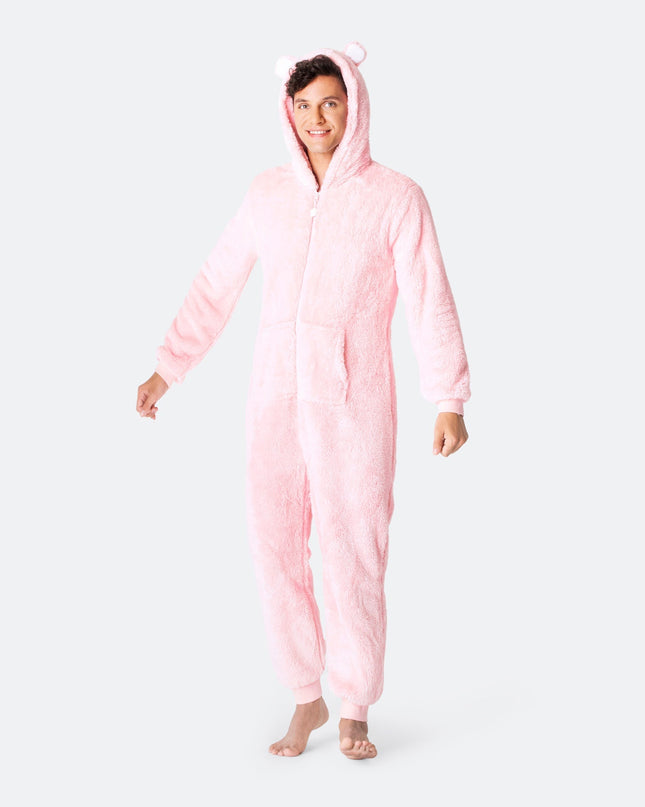 Men's Pink Teddy Bear Christmas Onesie