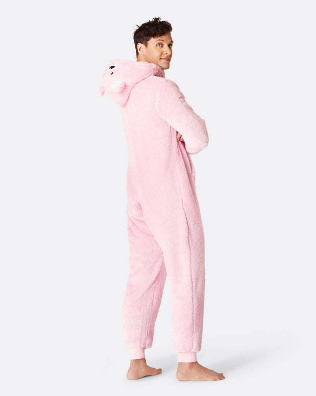 Men's Pink Teddy Bear Christmas Onesie