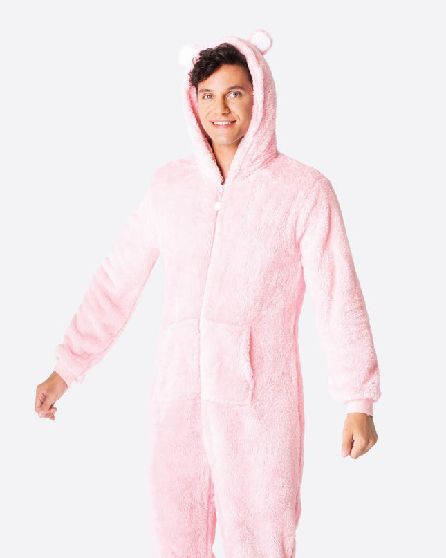 Men's Pink Teddy Bear Christmas Onesie