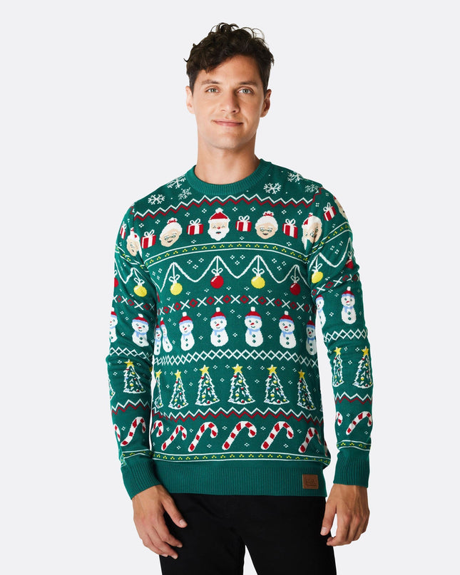 Men's Striped Green Christmas Sweater