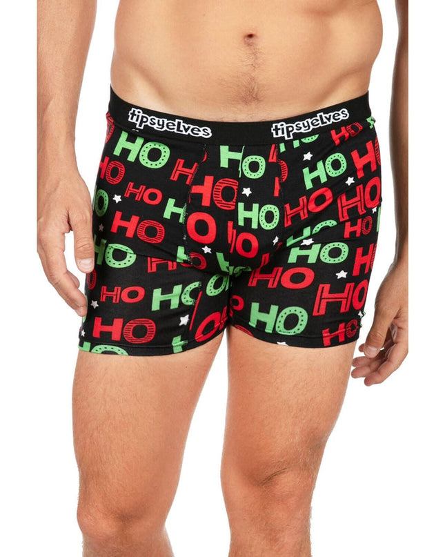 Men's Red and Green Ho Ho Ho Boxer Briefs