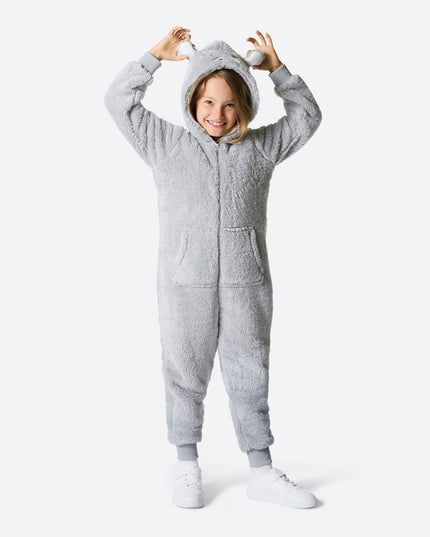 Kids' Grey Teddy Bear Christmas Bodysuit