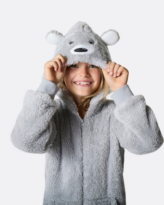 Kids' Grey Teddy Bear Christmas Bodysuit