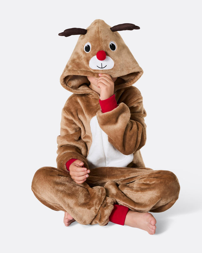 Kids' Reindeer Christmas Onesie for Holiday Fun
