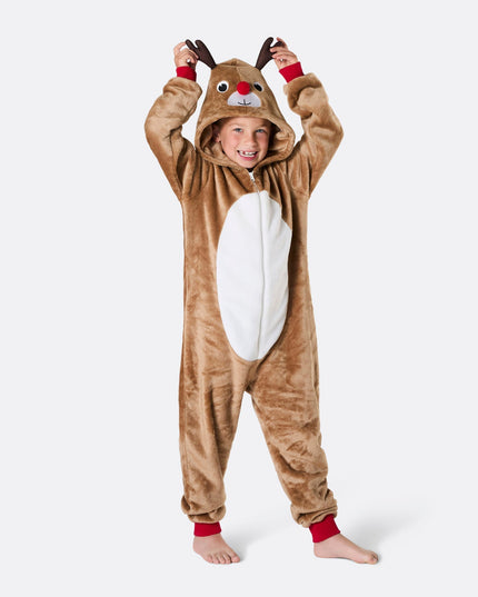 Kids' Reindeer Christmas Onesie for Holiday Fun
