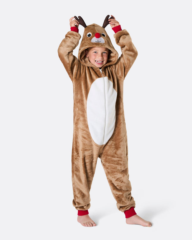 Kids' Reindeer Christmas Onesie for Holiday Fun