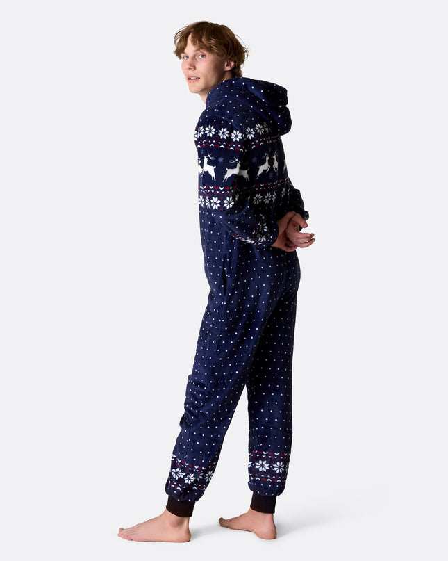 Men's Blue Christmas Onesie for Holiday Comfort