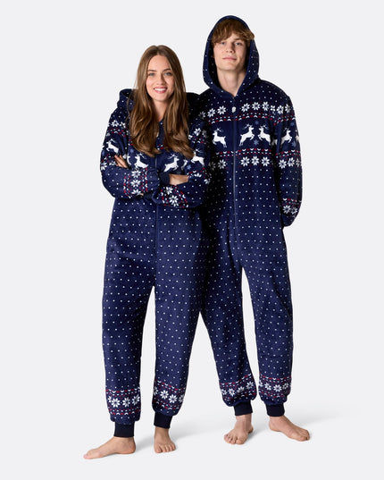 Men's Blue Christmas Onesie for Holiday Comfort