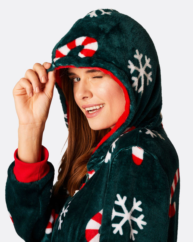 Women's Candy Cane Christmas Onesie