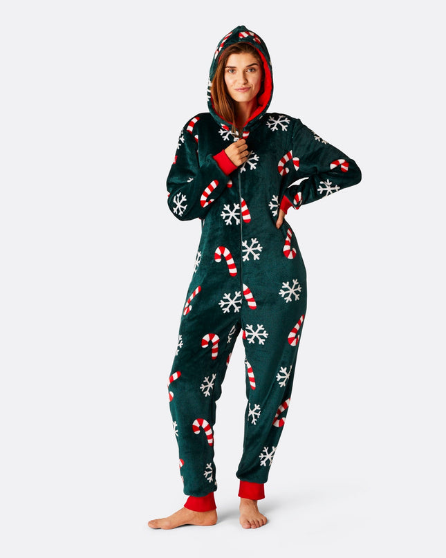 Women's Candy Cane Christmas Onesie