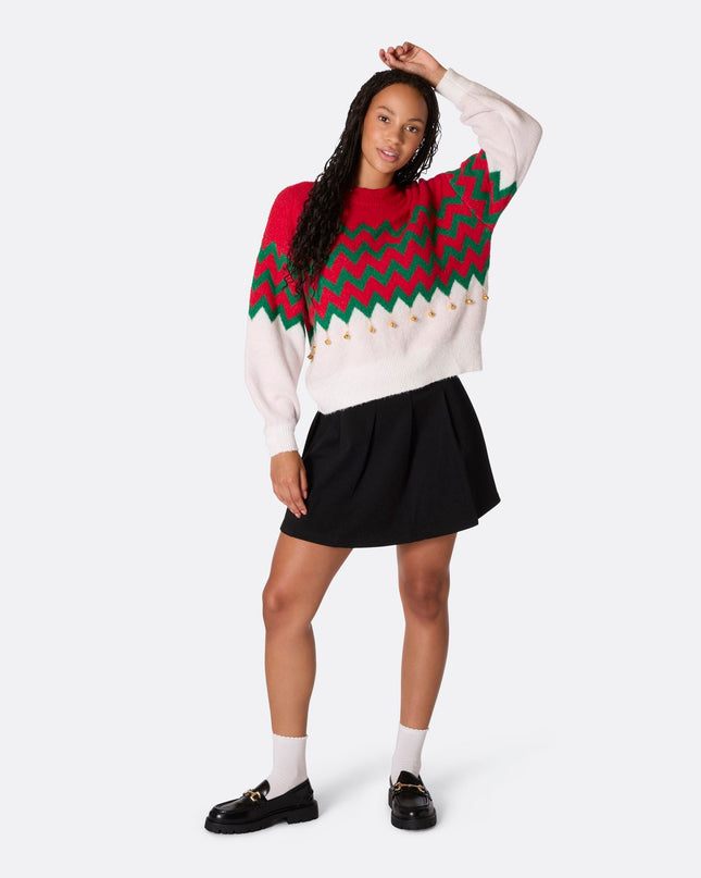 Women's Jingle Bells Oversized Christmas Sweater for Festivity