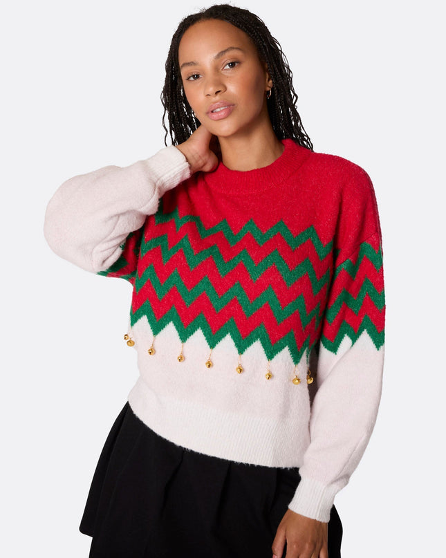 Women's Jingle Bells Oversized Christmas Sweater for Festivity