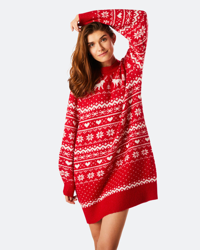 Women's Red Oversized Christmas Dress for Festive Flair