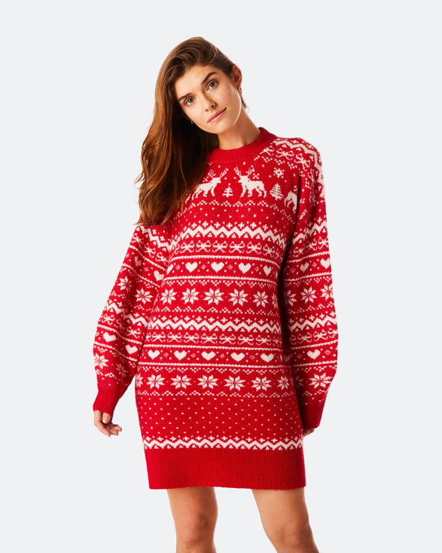 Women's Red Oversized Christmas Dress for Festive Flair