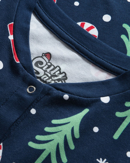 Kids' Blue Christmas Pattern Overall Christmas Pyjamas