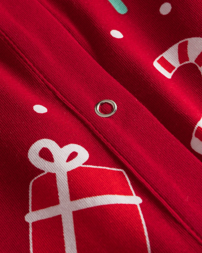 Kids' Red Christmas Pattern Overall Christmas Pyjamas