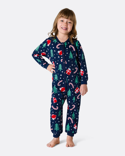 Kids' Blue Christmas Pattern Overall Christmas Pyjamas