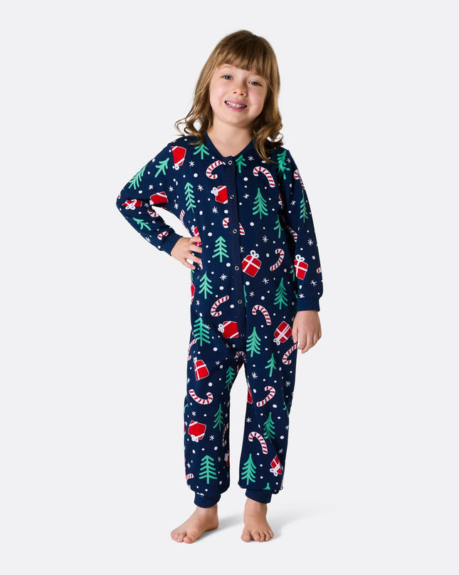 Kids' Blue Christmas Pattern Overall Christmas Pyjamas