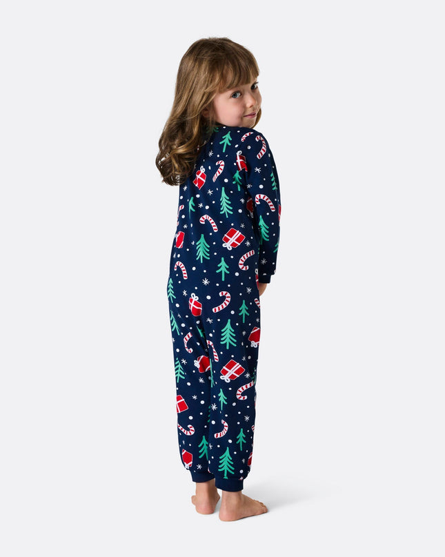 Kids' Blue Christmas Pattern Overall Christmas Pyjamas