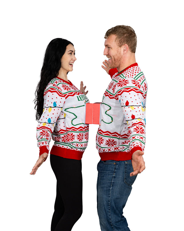 3D Outlet and Plug Couples Ugly Sweater